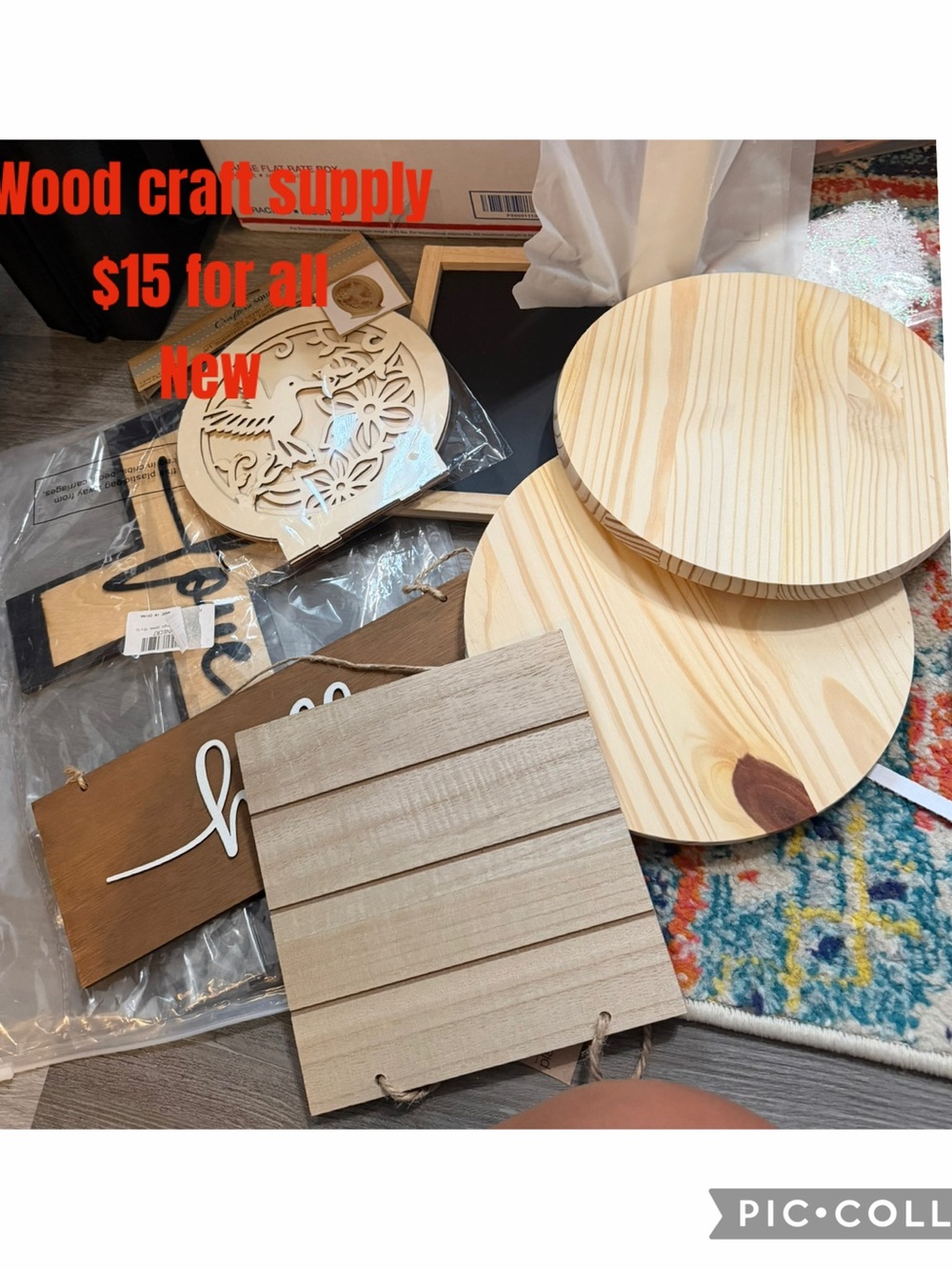 Natural Wood Craft Wall Decor Bundle - Unbranded